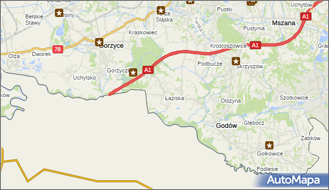 mapa Łaziska gmina Godów, Łaziska gmina Godów na mapie Targeo