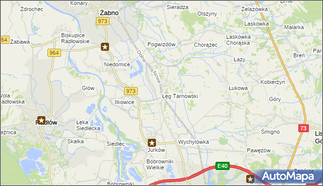 mapa Łęg Tarnowski, Łęg Tarnowski na mapie Targeo