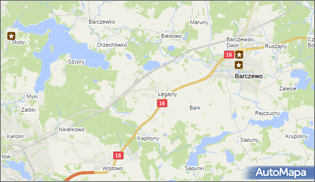 mapa Łęgajny, Łęgajny na mapie Targeo