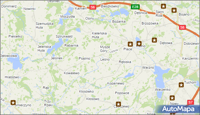 mapa Leśno gmina Szemud, Leśno gmina Szemud na mapie Targeo
