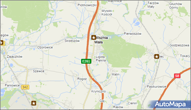 mapa Ligota Piękna, Ligota Piękna na mapie Targeo