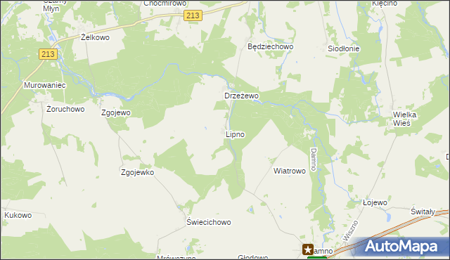mapa Lipno gmina Główczyce, Lipno gmina Główczyce na mapie Targeo
