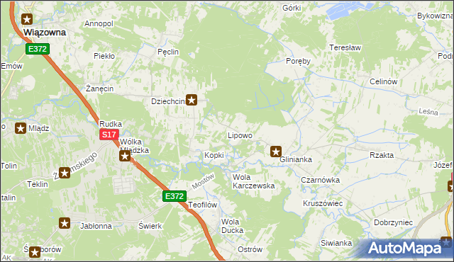 mapa Lipowo gmina Wiązowna, Lipowo gmina Wiązowna na mapie Targeo