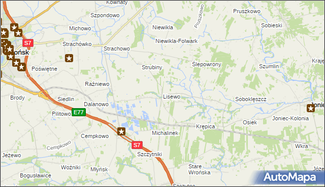 mapa Lisewo gmina Płońsk, Lisewo gmina Płońsk na mapie Targeo