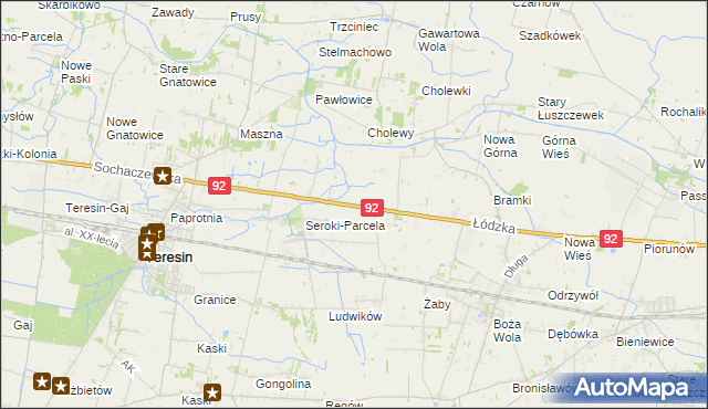 mapa Lisice gmina Teresin, Lisice gmina Teresin na mapie Targeo