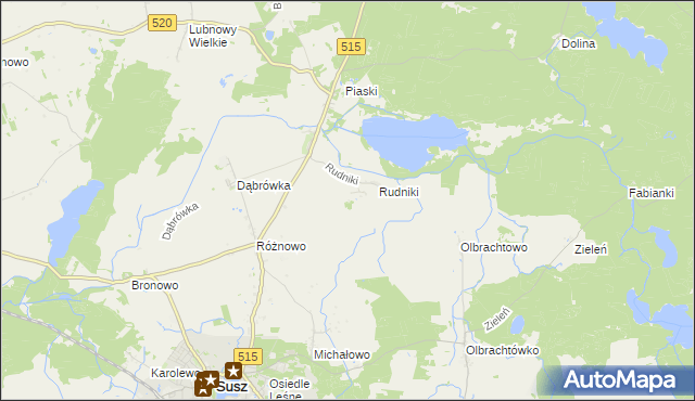 mapa Lisiec gmina Susz, Lisiec gmina Susz na mapie Targeo