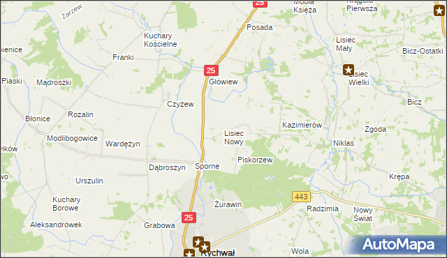 mapa Lisiec Nowy, Lisiec Nowy na mapie Targeo