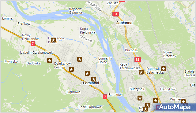 mapa Łomianki Dolne, Łomianki Dolne na mapie Targeo