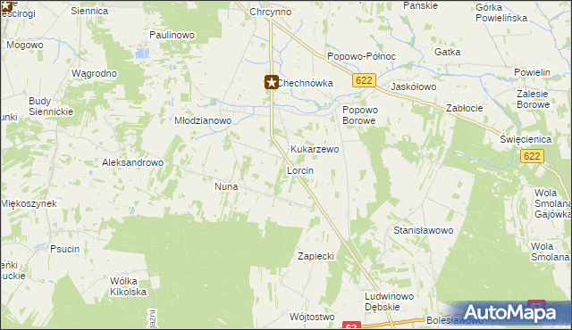 mapa Lorcin gmina Nasielsk, Lorcin gmina Nasielsk na mapie Targeo