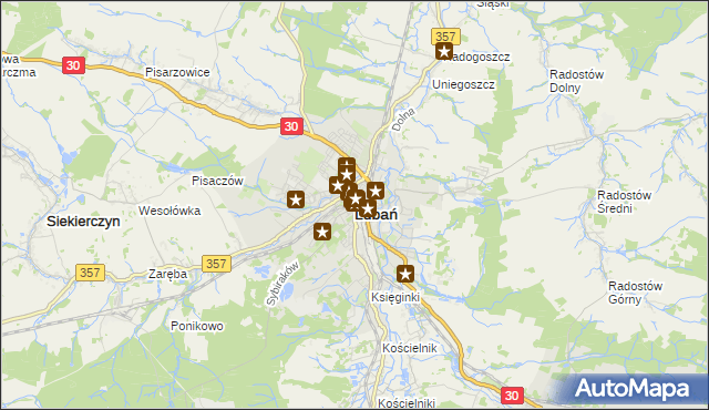 mapa Lubań, Lubań na mapie Targeo