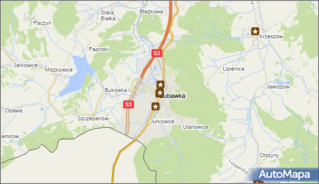 mapa Lubawka, Lubawka na mapie Targeo