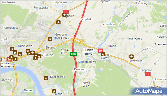 mapa Lubicz Dolny, Lubicz Dolny na mapie Targeo