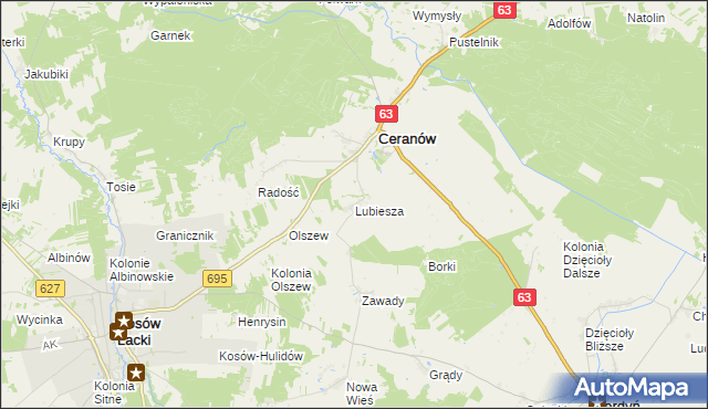 mapa Lubiesza, Lubiesza na mapie Targeo