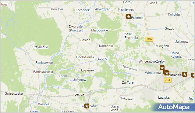 mapa Łubno gmina Piekoszów, Łubno gmina Piekoszów na mapie Targeo