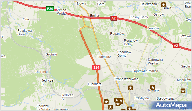 mapa Lućmierz-Ośrodek, Lućmierz-Ośrodek na mapie Targeo