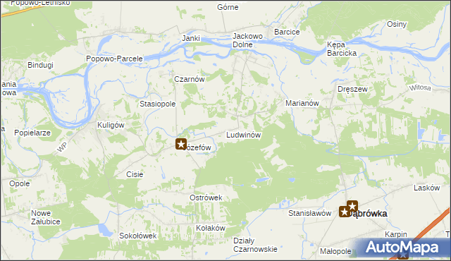 mapa Ludwinów gmina Dąbrówka, Ludwinów gmina Dąbrówka na mapie Targeo