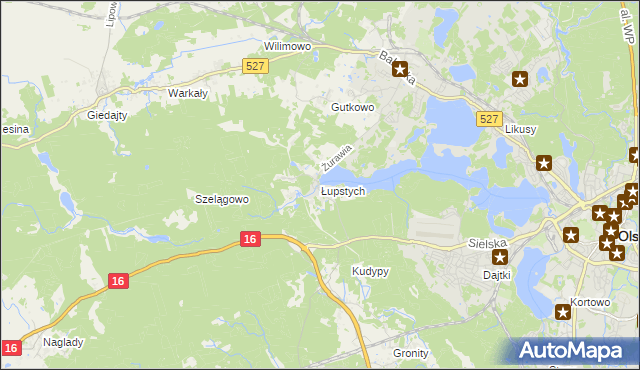 mapa Łupstych, Łupstych na mapie Targeo