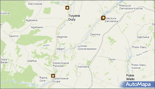 mapa Łychów Gościeradowski, Łychów Gościeradowski na mapie Targeo