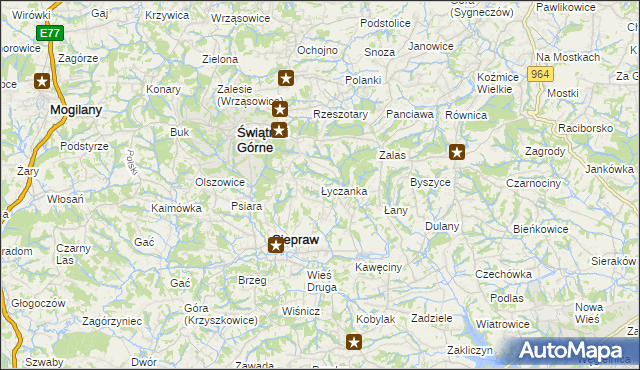 mapa Łyczanka gmina Siepraw, Łyczanka gmina Siepraw na mapie Targeo