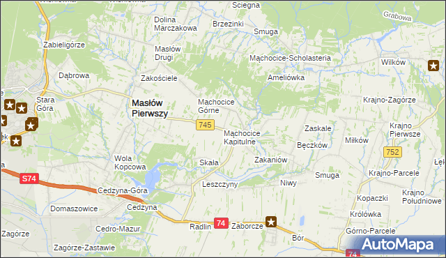 mapa Mąchocice Kapitulne, Mąchocice Kapitulne na mapie Targeo