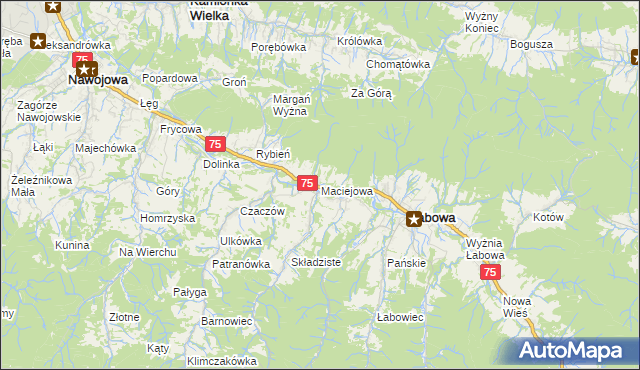 mapa Maciejowa, Maciejowa na mapie Targeo