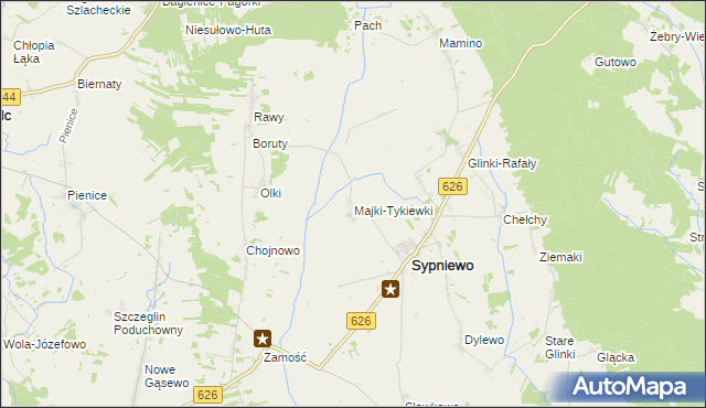 mapa Majki-Tykiewki, Majki-Tykiewki na mapie Targeo