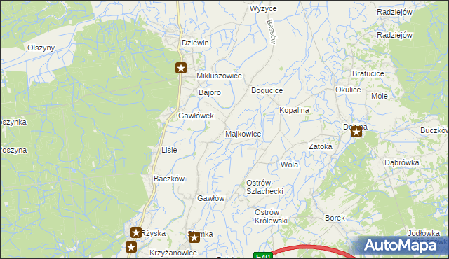 mapa Majkowice gmina Bochnia, Majkowice gmina Bochnia na mapie Targeo