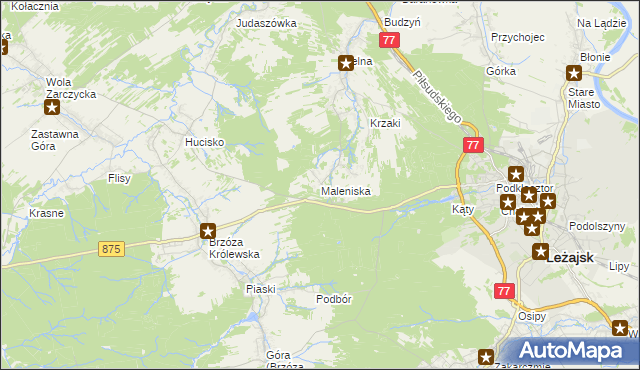 mapa Maleniska gmina Leżajsk, Maleniska gmina Leżajsk na mapie Targeo