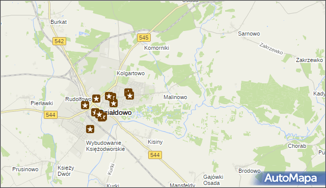 mapa Malinowo gmina Działdowo, Malinowo gmina Działdowo na mapie Targeo