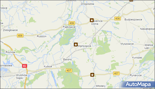 mapa Mańkowice, Mańkowice na mapie Targeo