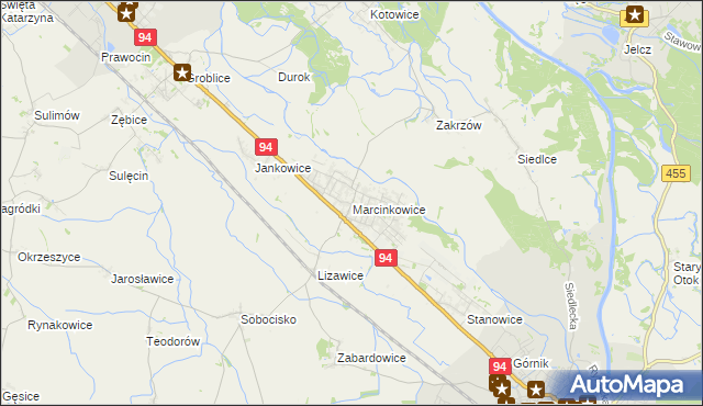 mapa Marcinkowice gmina Oława, Marcinkowice gmina Oława na mapie Targeo