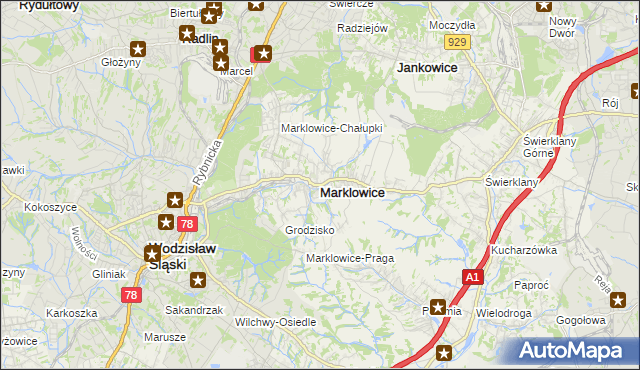 mapa Marklowice, Marklowice na mapie Targeo