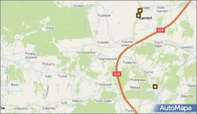 mapa Markowizna gmina Sokołów Małopolski, Markowizna gmina Sokołów Małopolski na mapie Targeo