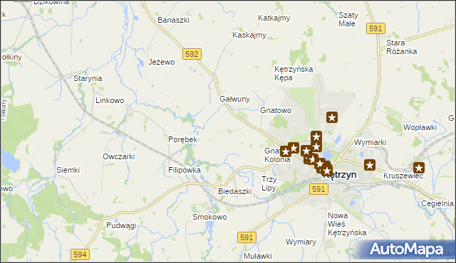mapa Marszewo gmina Kętrzyn, Marszewo gmina Kętrzyn na mapie Targeo