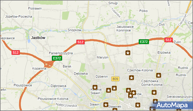 mapa Marysin gmina Jastków, Marysin gmina Jastków na mapie Targeo