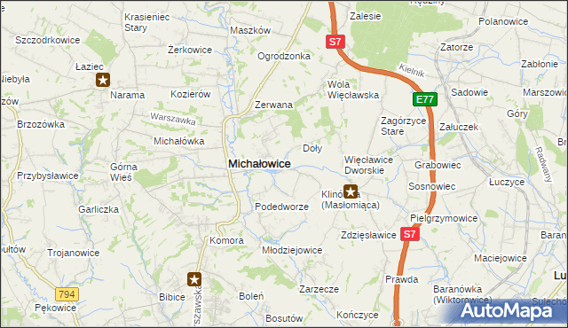 mapa Masłomiąca, Masłomiąca na mapie Targeo