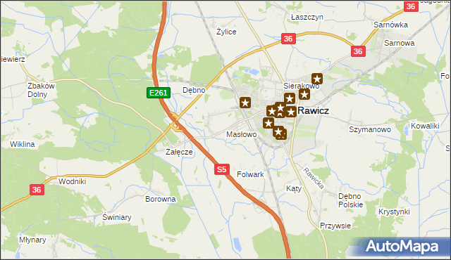 mapa Masłowo gmina Rawicz, Masłowo gmina Rawicz na mapie Targeo