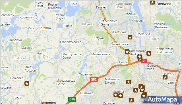 mapa Mazańcowice, Mazańcowice na mapie Targeo