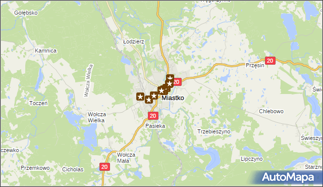 mapa Miastko powiat bytowski, Miastko powiat bytowski na mapie Targeo