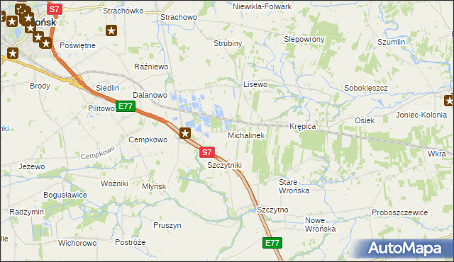 mapa Michalinek gmina Płońsk, Michalinek gmina Płońsk na mapie Targeo