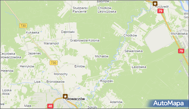 mapa Michałów gmina Głowaczów, Michałów gmina Głowaczów na mapie Targeo