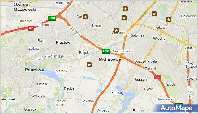 mapa Michałowice powiat pruszkowski, Michałowice powiat pruszkowski na mapie Targeo