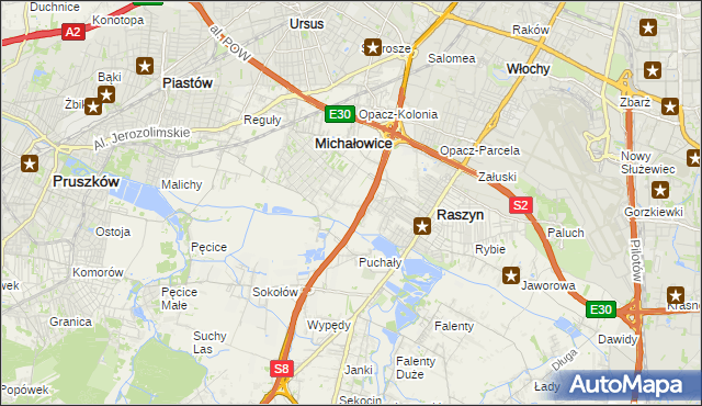 mapa Michałowice-Wieś, Michałowice-Wieś na mapie Targeo