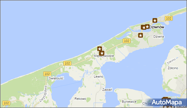 mapa Międzywodzie, Międzywodzie na mapie Targeo