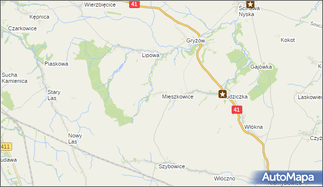 mapa Mieszkowice gmina Prudnik, Mieszkowice gmina Prudnik na mapie Targeo