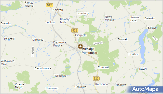 mapa Mikołajki Pomorskie, Mikołajki Pomorskie na mapie Targeo