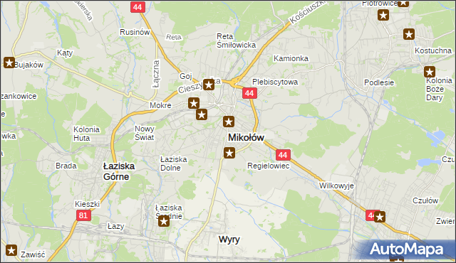 mapa Mikołów, Mikołów na mapie Targeo