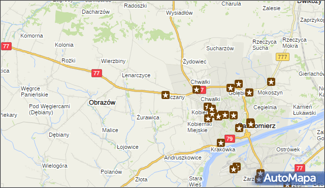 mapa Milczany gmina Samborzec, Milczany gmina Samborzec na mapie Targeo