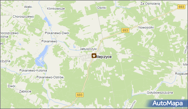 mapa Milejczyce, Milejczyce na mapie Targeo