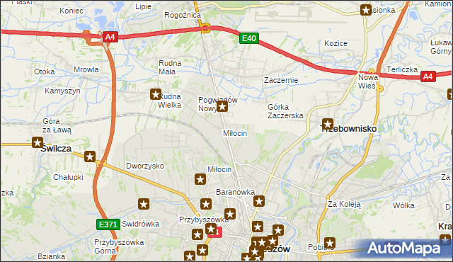 mapa Miłocin gmina Głogów Małopolski, Miłocin gmina Głogów Małopolski na mapie Targeo
